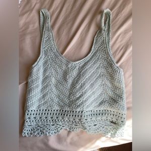 Crochet crop top. Color mint green. Hollister brand. Size S.